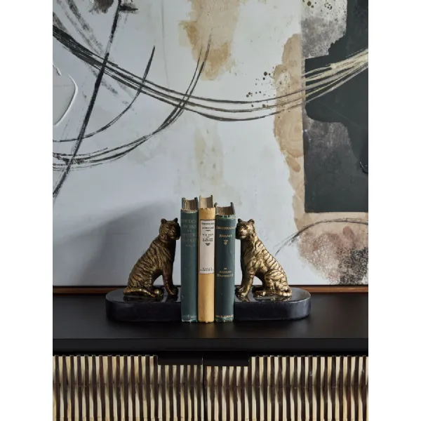 Antique Gold Black Tiger Set of 2 Bookends Granite Base