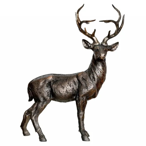 Textured Metallic Effect Large Regal Standing Stag