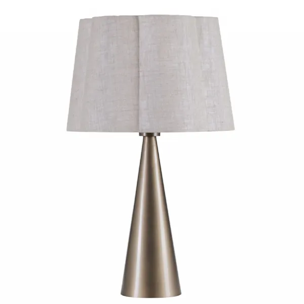 Smoke Gold Tapered Metal Table Lamp with Linen Shade