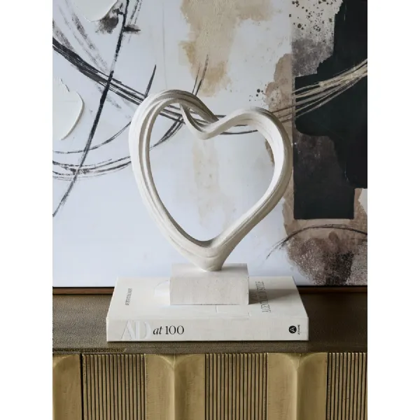 White Heart Shaped Abstract Sculpted Ornament