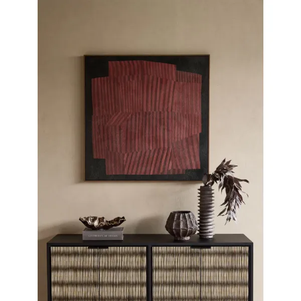 Black Rust and Terracotta Abstract Framed Canvas Wall Art