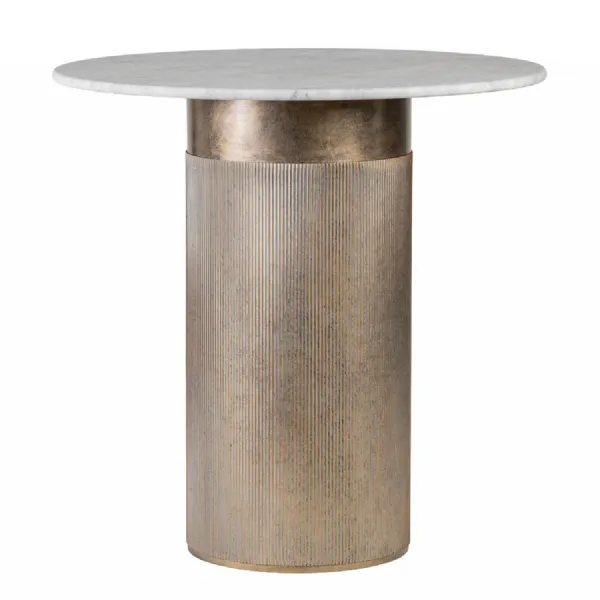 Banswara Marble Round Bistro Table Champagne Gold Iron Base