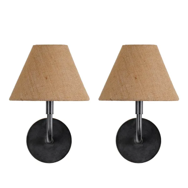 Set of 2 Gilded Oak Iron Wall Light 37.5cm