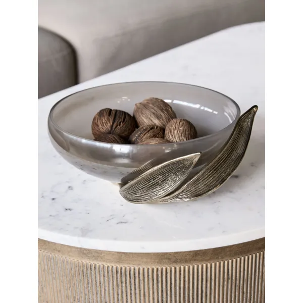 Ombre Glass Antique Gold Leaf Decorative Bowl