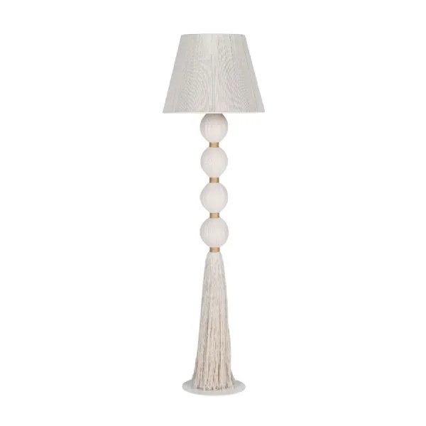 Natural Cotton Rope Cream Floor Lamp with Tassel Shade