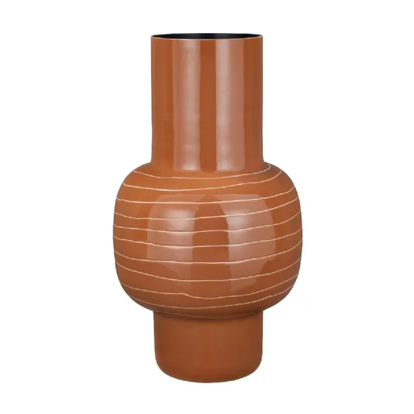 Alvera Terracotta Wide Enamel Stripe Vase 55cm
