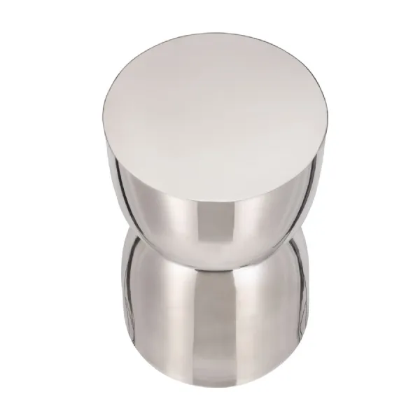 Silver Chrome Stainless Steel Hourglass Round Side Table