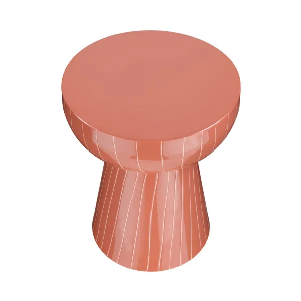Coral Striped Iron Enamel Round Side Table
