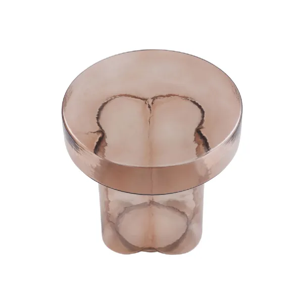 Smoked Tinted Glass Round Top Cylindrical Side Table