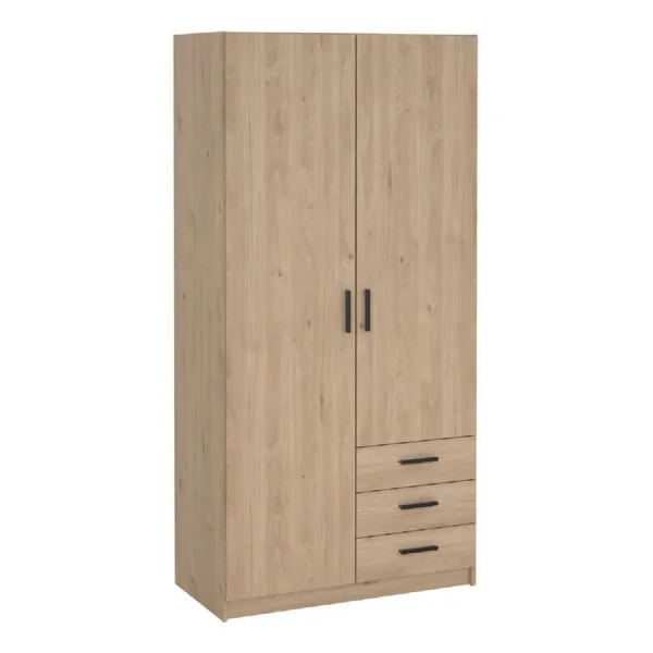 Sprint Wardrobe with 2 Doors + 3 Drawers in Jackson Hickory