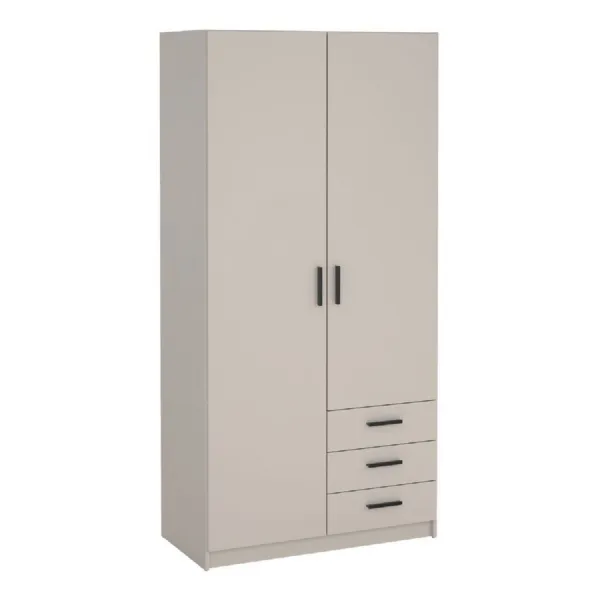 Sprint Wardrobe with 2 Doors + 3 Drawers in Cashmere