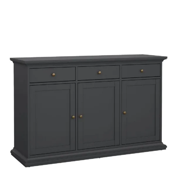 Paris Sideboard with 3 Doors and 3 Drawers in Matt Grey