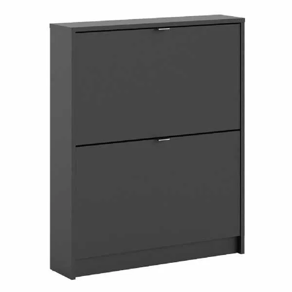 Shoes Matt Black Shoe Cabinet with 2 tilting doors