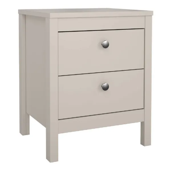 Madrid Bedside Table 2 Drawers in Cashmere