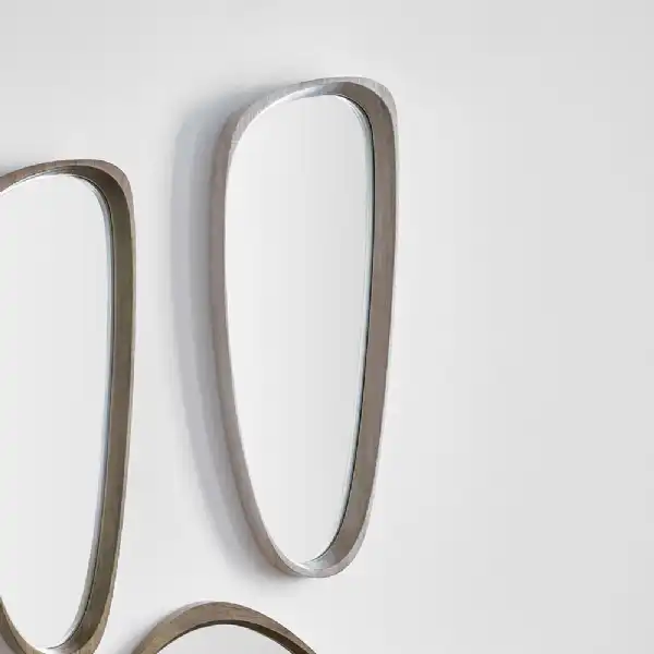 Funky Grey Oak Wood Effect Teardrop Shaped Wall Mirror