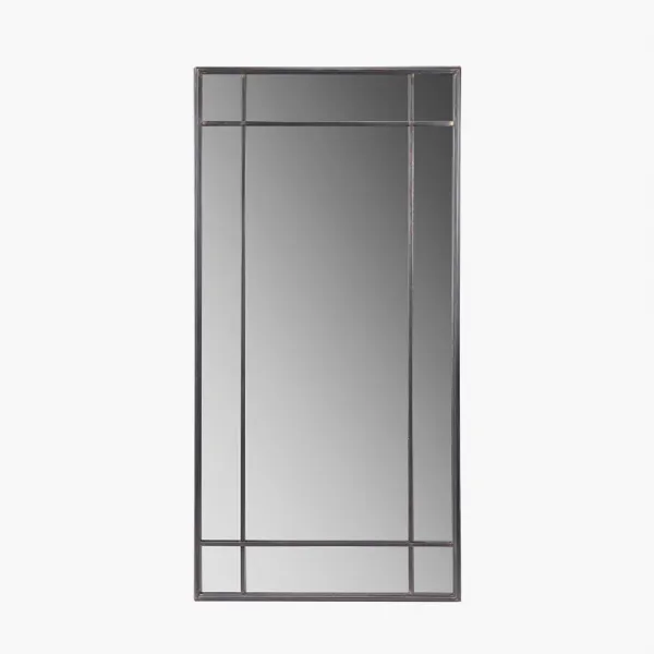 Large Rustic Bronze Metal Framed Rectangular Floor Mirror