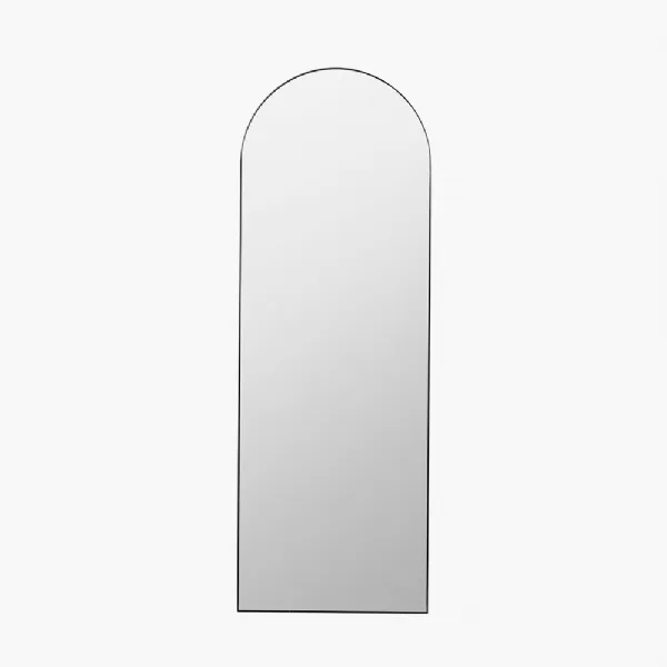 Black Metal Slim Frame Arch Floor Mirror