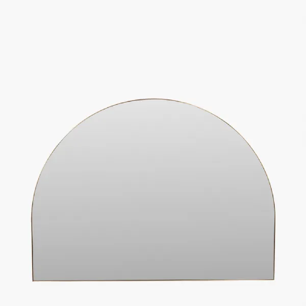 Brushed Gold Metal Slim Frame Wide Arch Wall Mirror