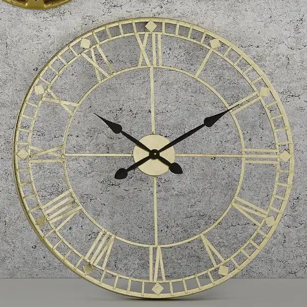 Antique Bronze and Gold Metal Round Wall Clock