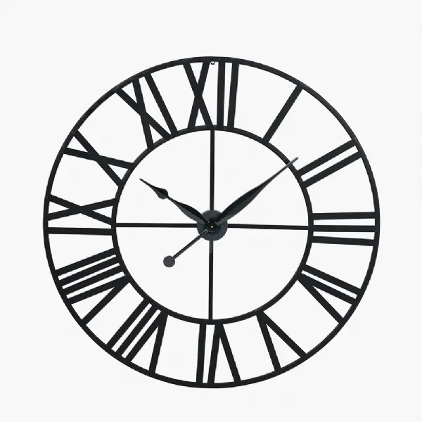 Black Metal Large Round Wall Clock