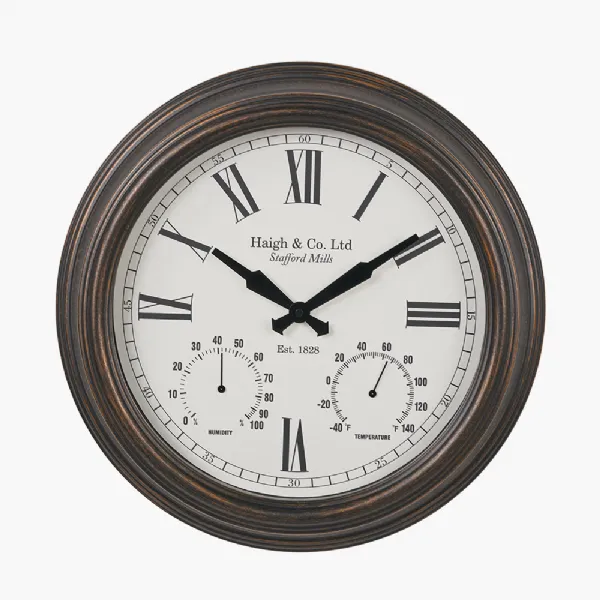 Antique Bronze Effect Indoor Outdoor Wall Clock