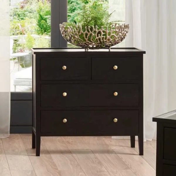 Satin Black Small Chest of 4 Drawers