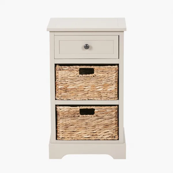 Devonshire Putty Pine Wood 1 Drawer 2 Basket Unit