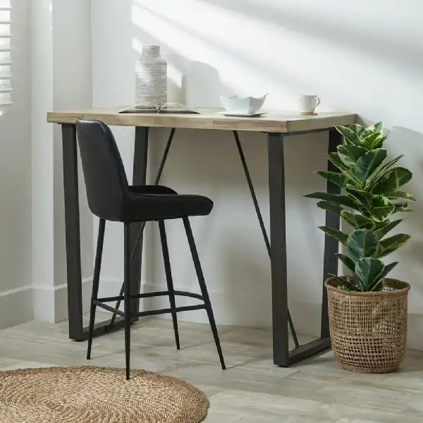 Wood Panelled Textured Wooden Rectangular Kitchen Bar Table