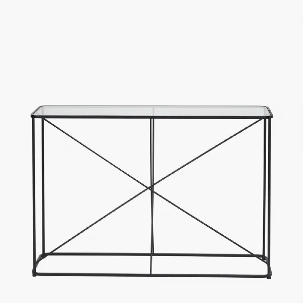 Roxy Glass and Black Metal Console Table