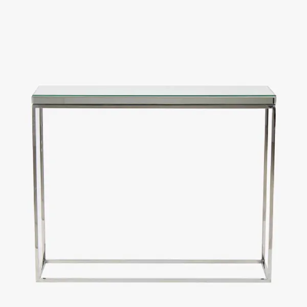 Elysee Mirrored Glass and Silver Metal Console Table