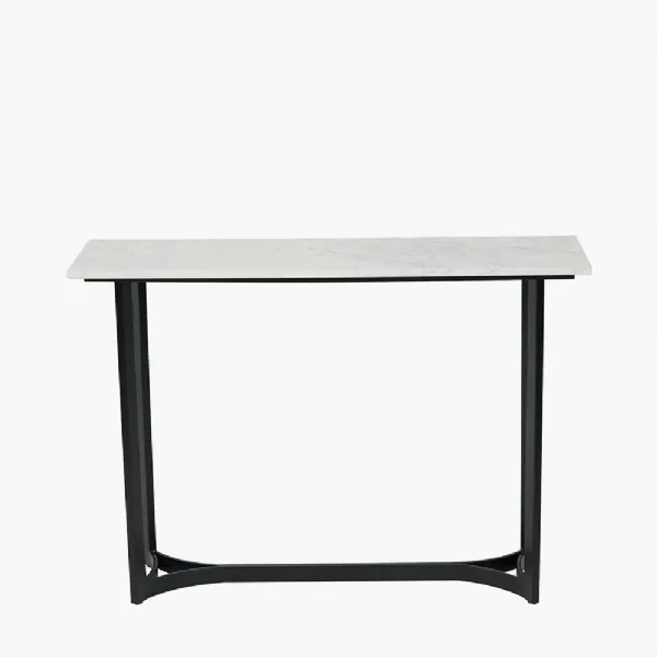 Hendrick White Marble and Black Metal Console Table