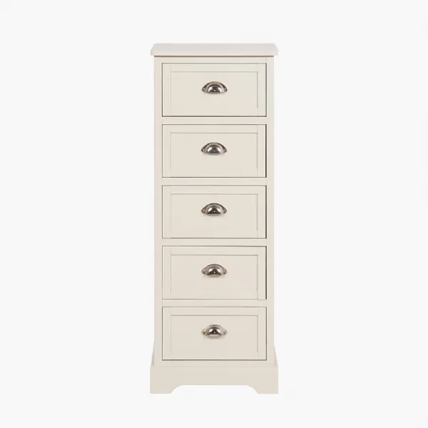 Croft Linen Pine Wood 5 Drawer Tall Unit