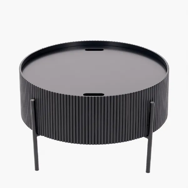 Henderson Black Wood and Black Metal Storage Coffee Table