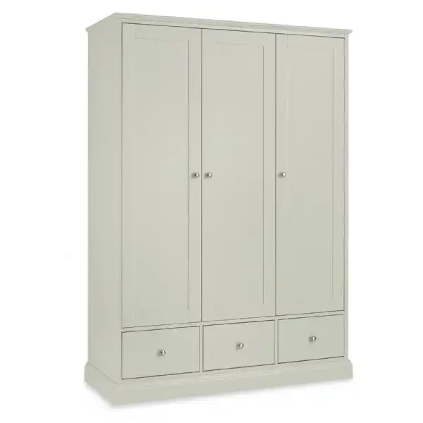 Grey Painted Large Triple 3 Door Wardrobe