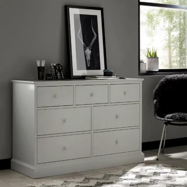 Grey Painted Large Chest of 7 Drawers