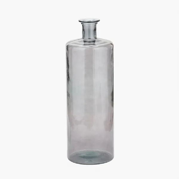 Grey Recycled Glass Bottle Vase Tall