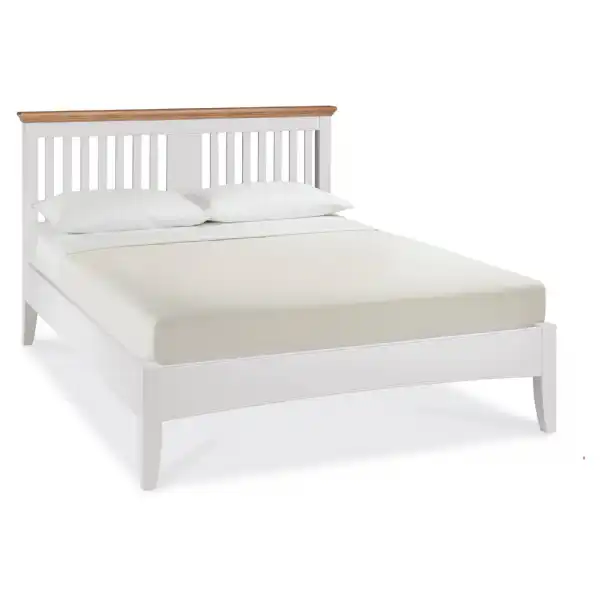 2 Tone Ivory Painted Oak Slatted Double Bed