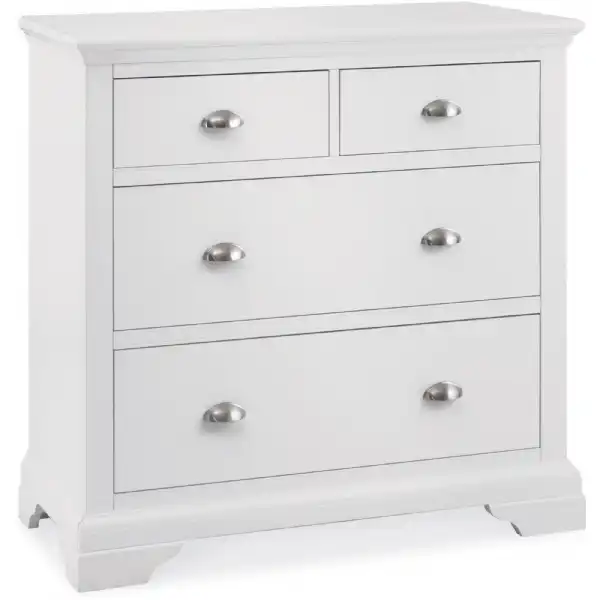Modern White 2 Over 2 Chest of Drawers Bracket Feet