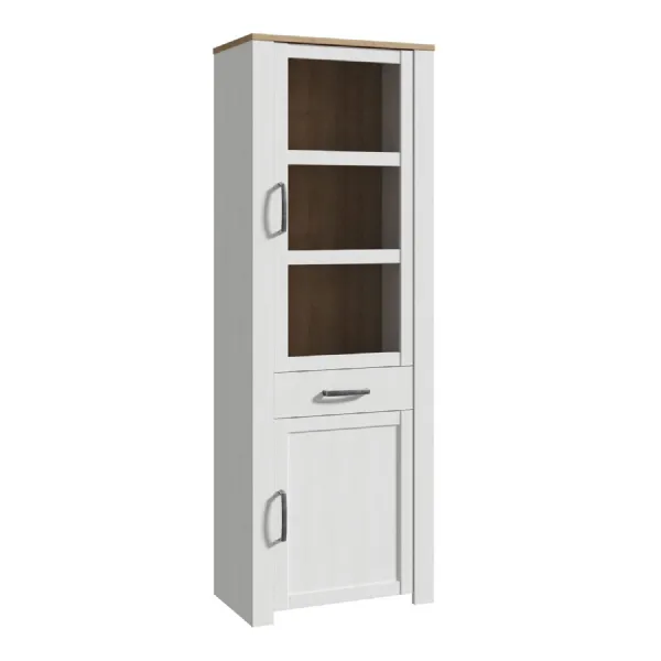 Bohol Narrow Display Cabinet in Riviera Oak White