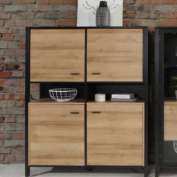 High Rock Storage Cabinet in Matt Black Riviera Oak