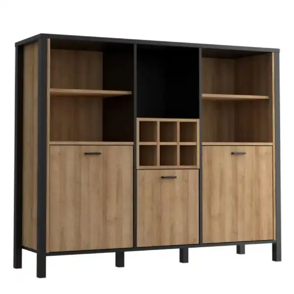 High Rock Shelf Unit in Matt Black Riviera Oak