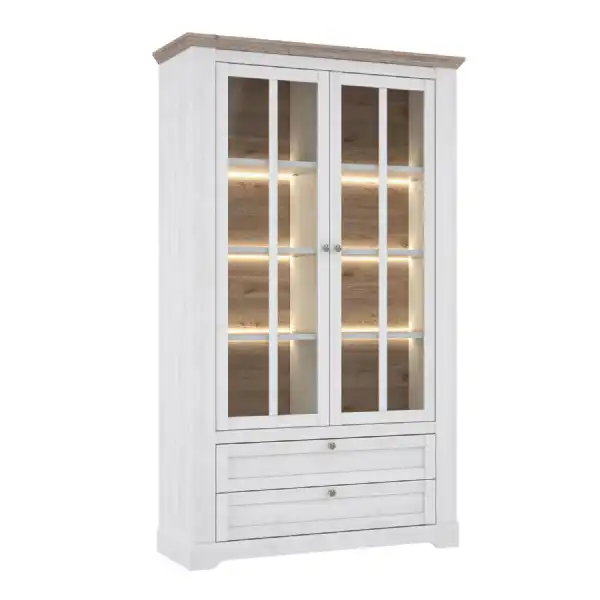 Iloppa Display Cabinet in Snowy Oak Oak Nelson