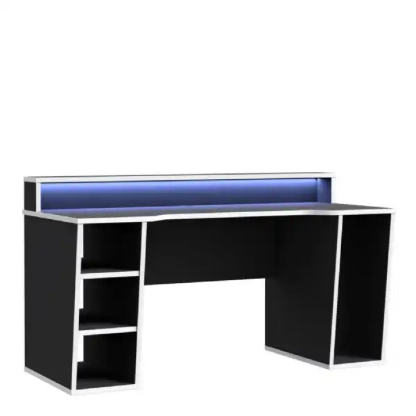 Tezaur Gaming Desk with LED in Black White