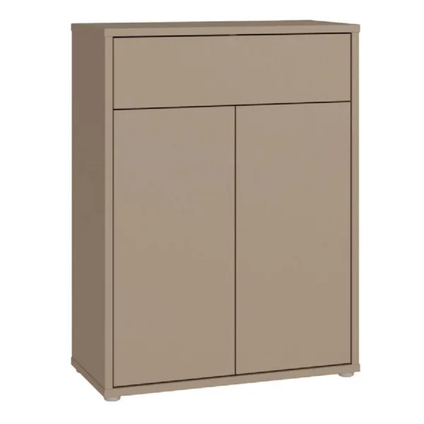 Alice Springs Compact Shoe Cabinet with 2 Doors PushtoOpen & 1 Drawer PushtoOpen in Taupe