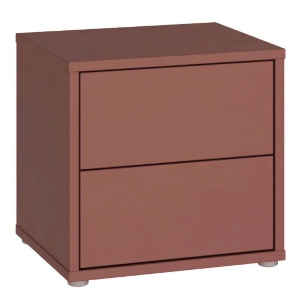 Alice Springs Low Bedside Cabinet with 2 Drawers PushtoOpen in Terracotta