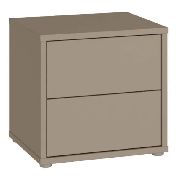 Alice Springs Low Bedside Cabinet with 2 Drawers PushtoOpen in Taupe