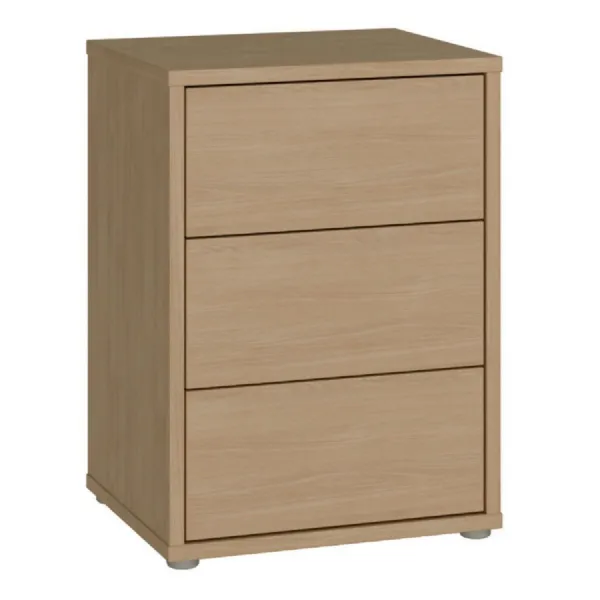 Alice Springs Bedside Cabinet with 3 Drawers PushtoOpen in Elegancia Oak