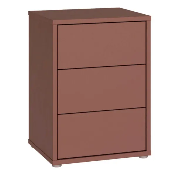 Alice Springs Bedside Cabinet with 3 Drawers PushtoOpen in Terracotta