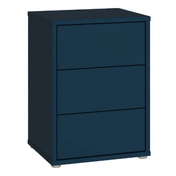 Alice Springs Bedside Cabinet with 3 Drawers PushtoOpen in Night Blue