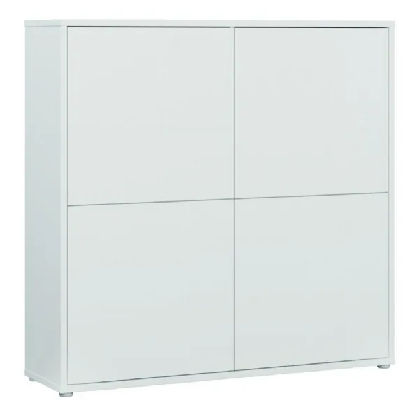 Alice Springs 4 Door Large Storage Cabinet with PushtoOpen Doors in Light Grey